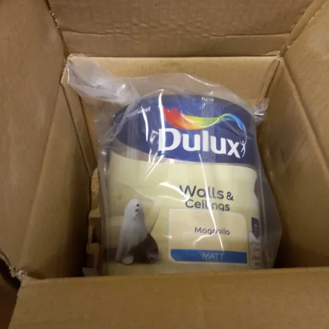 LOT OF APPROX 4 ASSORTED PACKAGED BOXED PAINTS TO INCLUDE: POLLYCELL BASE COAT, DULUX WALLS & CEILINGS, GARDEN WOOD PAINT