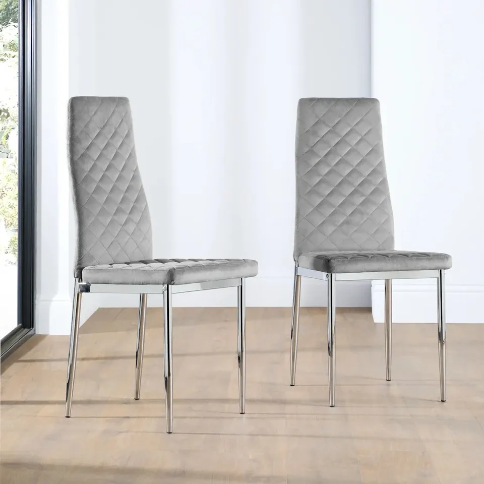 BOXED RENZO DINING CHAIR, VINTAGE GREY CLASSIC FAUX LEATHER & BLACK STEEL