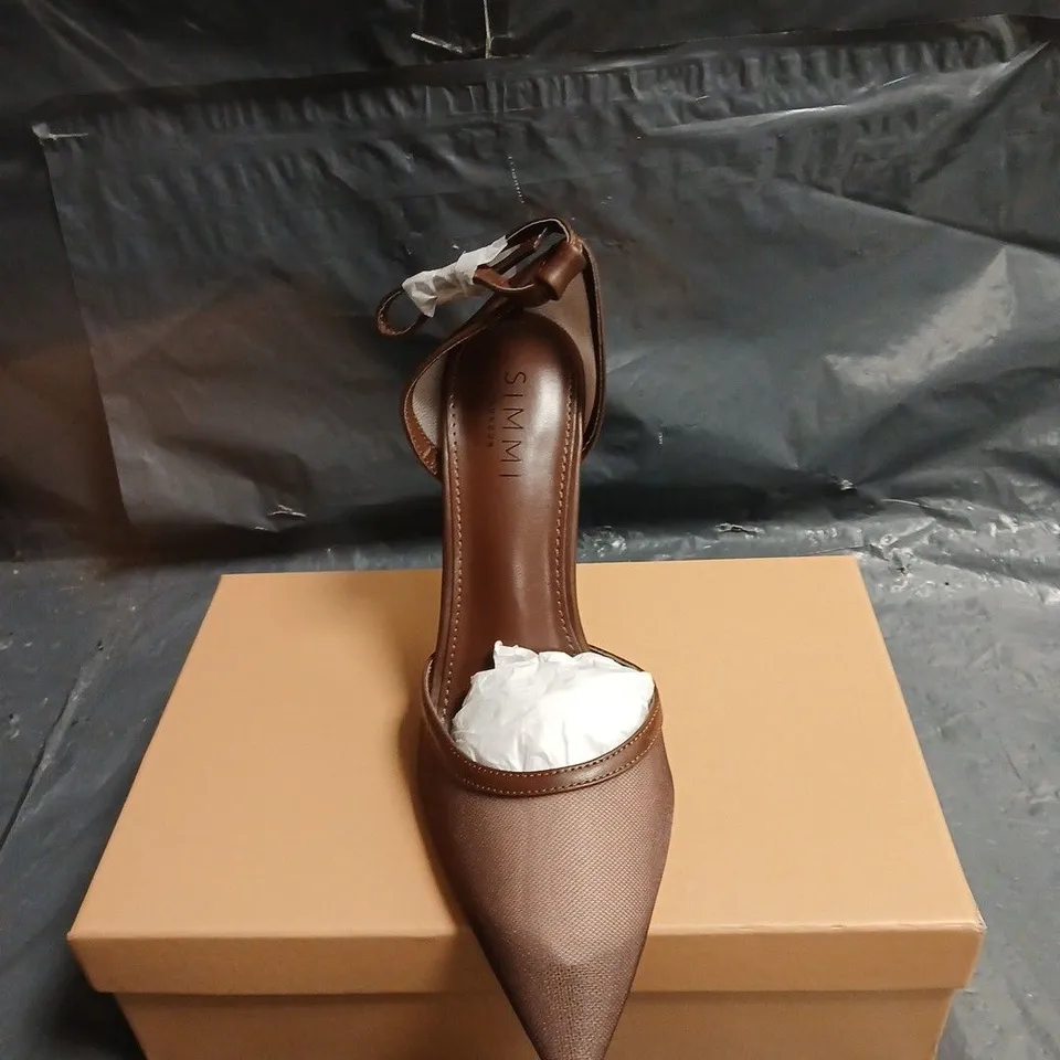 SIMMI BROWN POINTED-TOE ANKLE-STRAP STILETTO HEELS UK 6