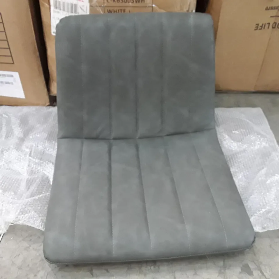 BOXED SET OF 2 GREY LEATHER BAR STOOLS