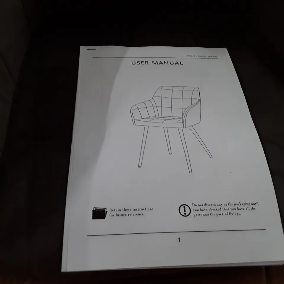 BOXED SET OF 2 UPHOLSTERED FABRIC DINING CHAIRS  - GREY (1 BOX)