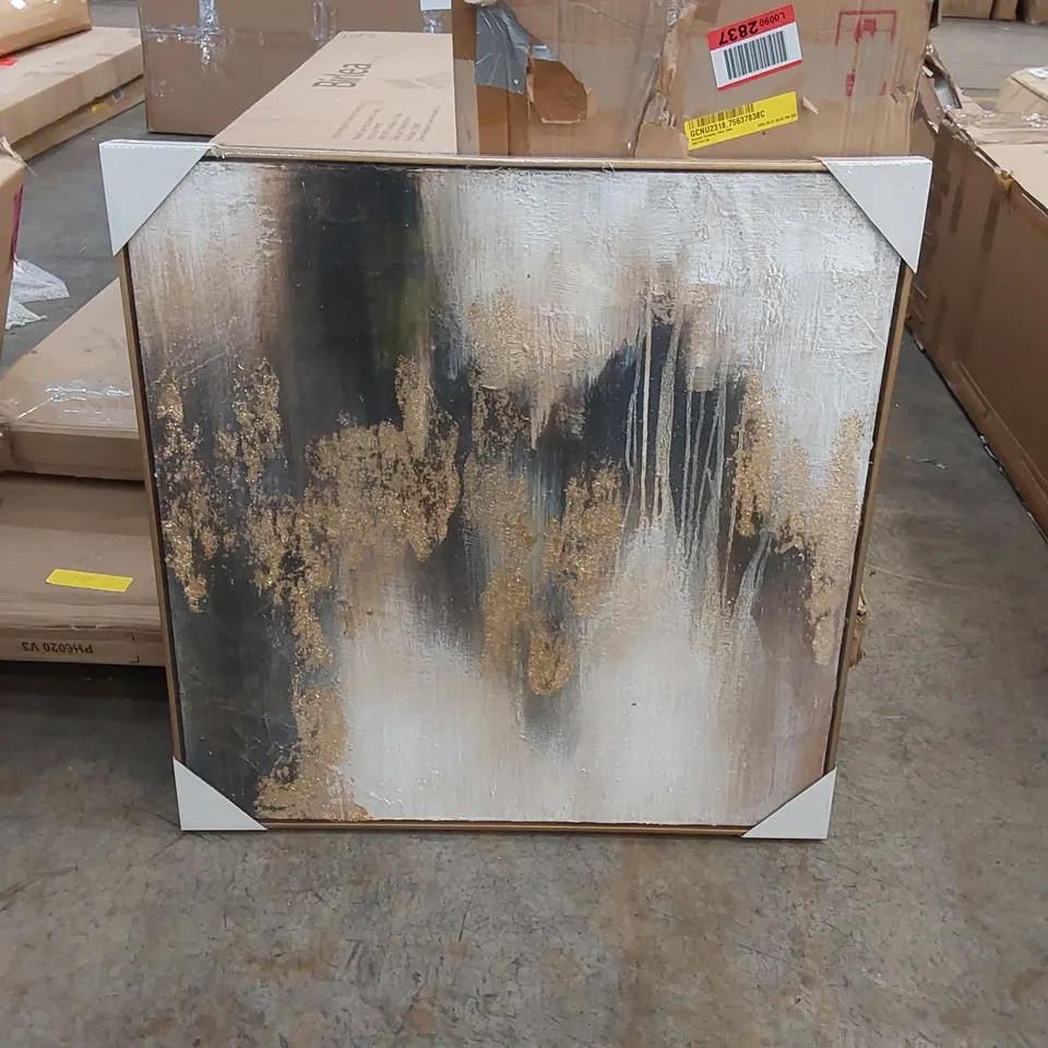 BOXED ABSTRACT COLOUR COMPOSITION - FRAMED DECOR PIECE 