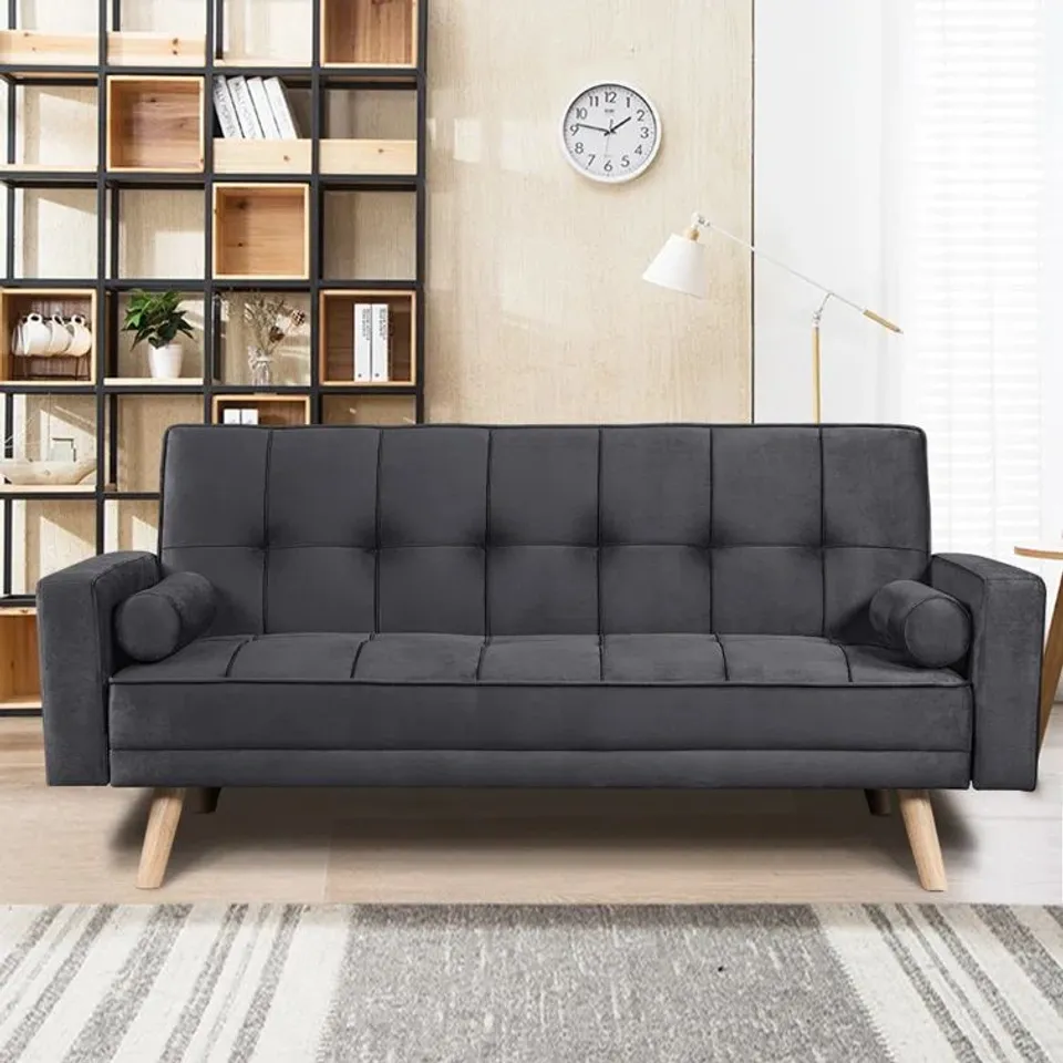 BOXED GANTA UPHOLSTERED SOFABED MODERN GREY