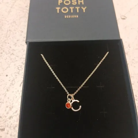 POSH TOTTY DESIGNS BIRTHSTONE & INITIAL CHARM NECKLACE STERLING SILVER