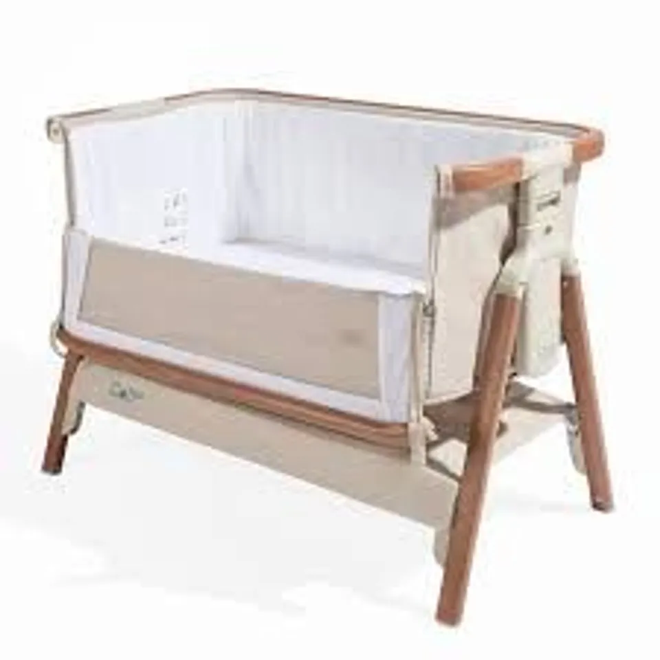 BOXED TUTTI BAMBINI COZEE BEDSIDE CRIB - SCANDINAVIAN WALNUT/ECRU (1 BOX)