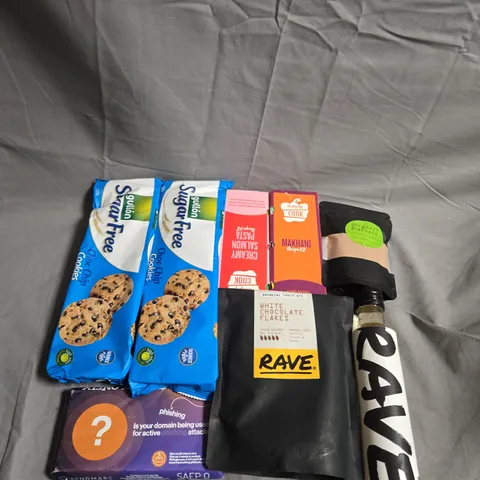 APPROXIMATELY 5 ASSORTED FOOD &DRINK ITEMS TO INCLUDE COOKIES, TONYS CHOCOLATE AND SIMPLY COOK - COLLECTION ONLY