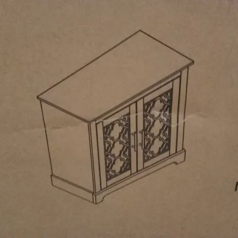 BOXED 2 DOOR SIDEBOARD - WHITE/KNOTTY OAK (1 BOX)