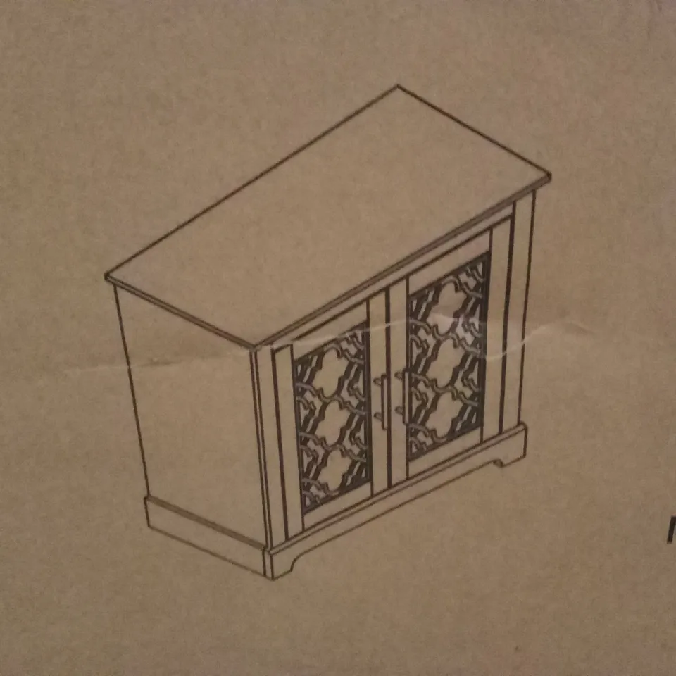 BOXED 2 DOOR SIDEBOARD - WHITE/KNOTTY OAK (1 BOX)