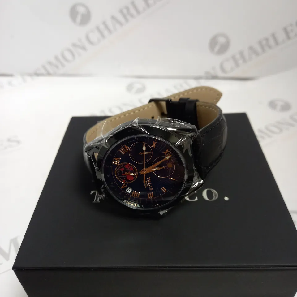 MENS TALIS CO 7120 CHRONOGRAPH WATCH – MOON PHASE MOVEMENT – GENUINE LEATHER STRAP.