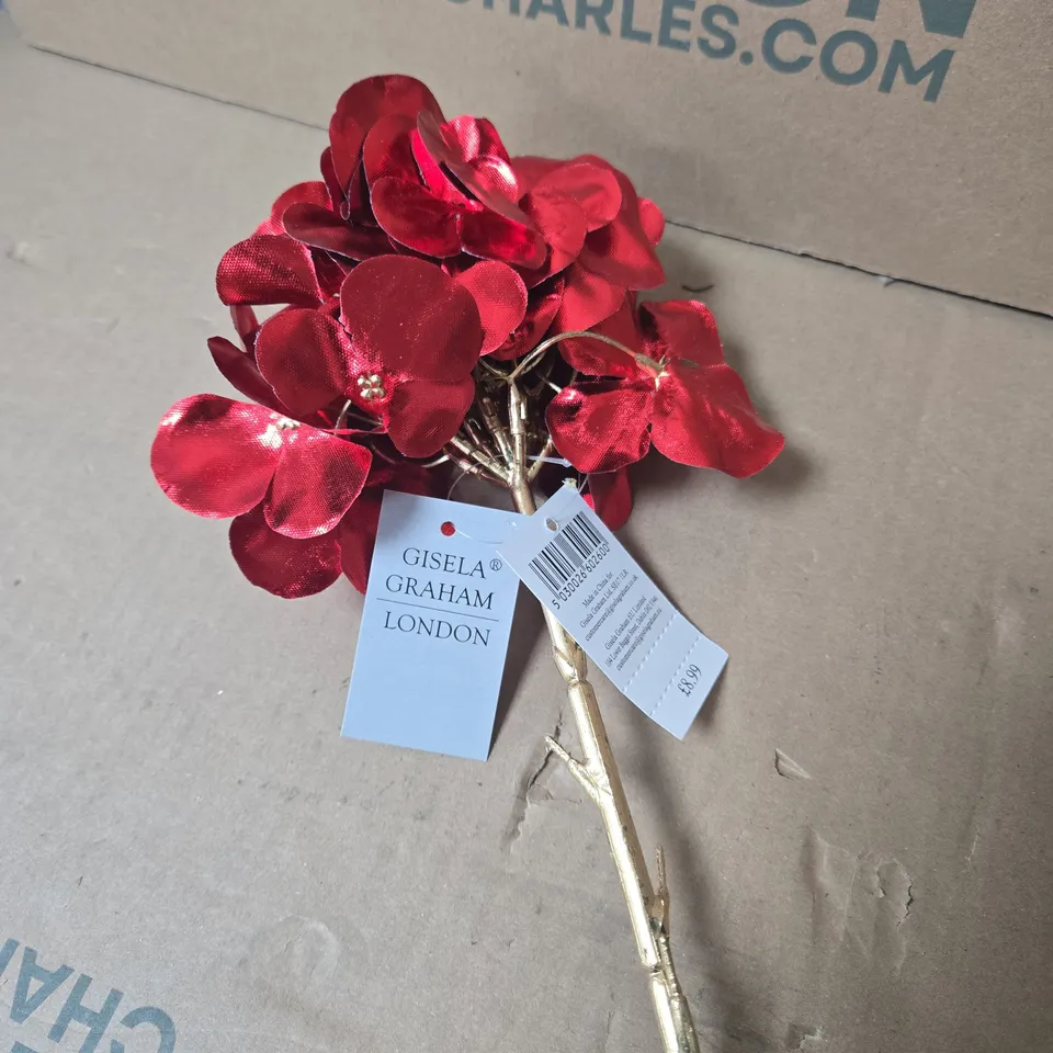 2 X BOX OF APPROXIMATELY 11 GISELA GRAHAM RED FLOWER DECORATIONS 