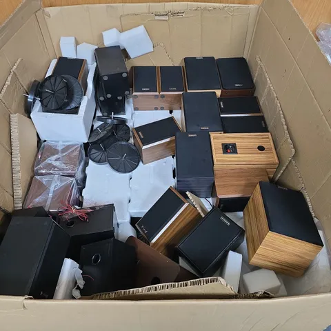 PALLET OF ASSORTED TURNTABLE ACCESSORIES TO CONTAIN PRIMARILY LENCO WOOD EFFECT SPEAKERS