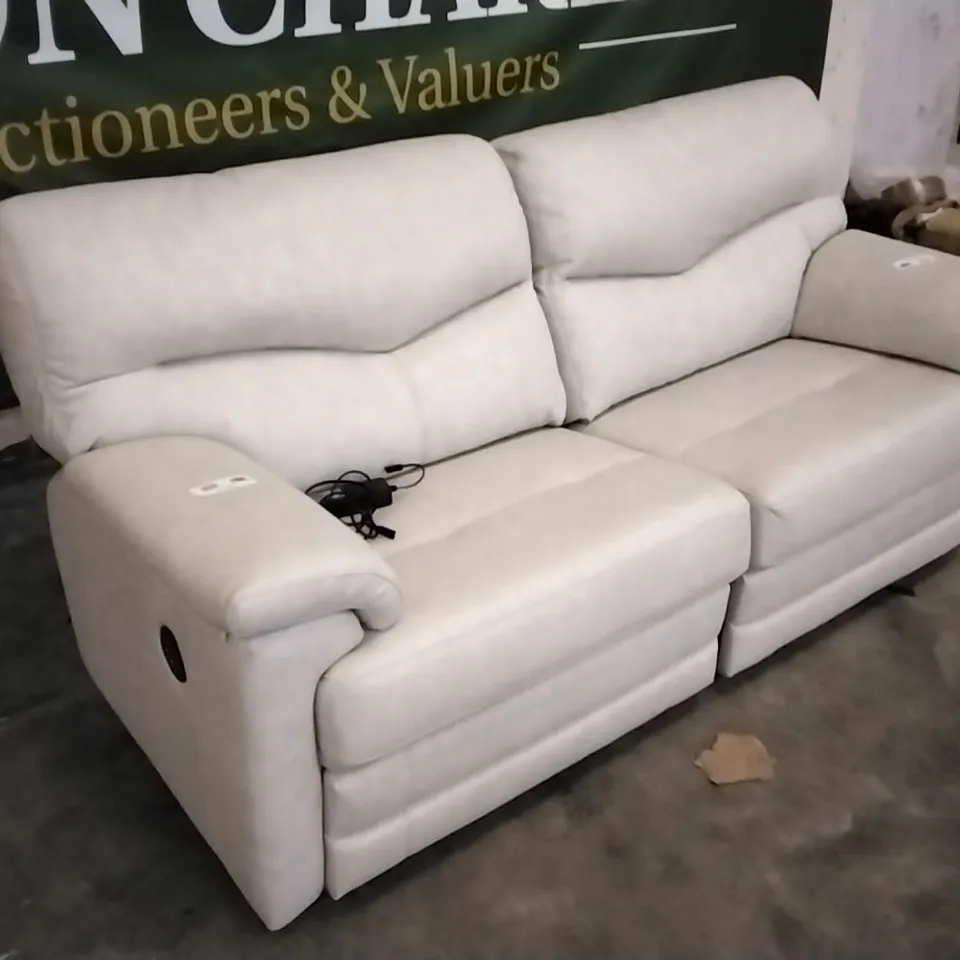 QUALITY BRITISH DESIGNED & MANUFACTURED G PLAN CREAM LEATHER ELECTRIC RECLINING 3 SEATER SOFA