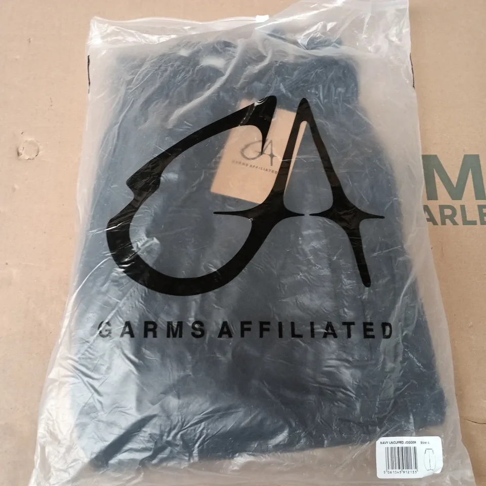 BAGGED GARMS AFFILIATED NAVY UNCUFFED JOGGERS - LARGE