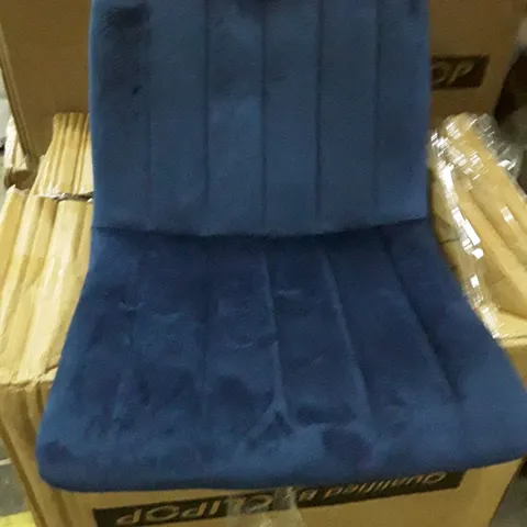 BOX CONTAINING 2 BLUE VELVET DINING CHAIRS