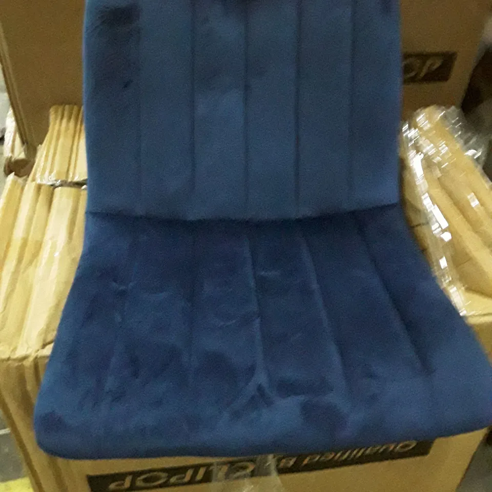 BOX CONTAINING 2 BLUE VELVET DINING CHAIRS