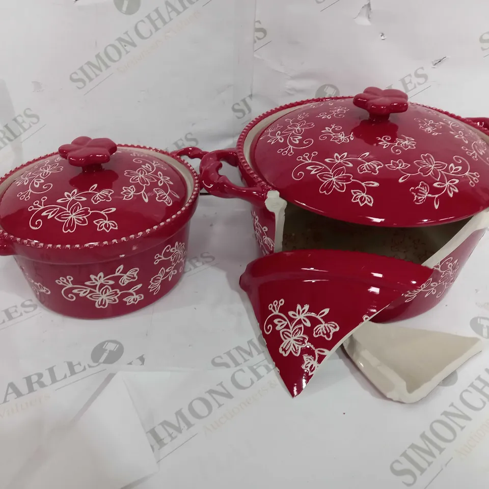TEMP-TATIONS CERAMIC ROUND CASSEROLE BAKER SET 