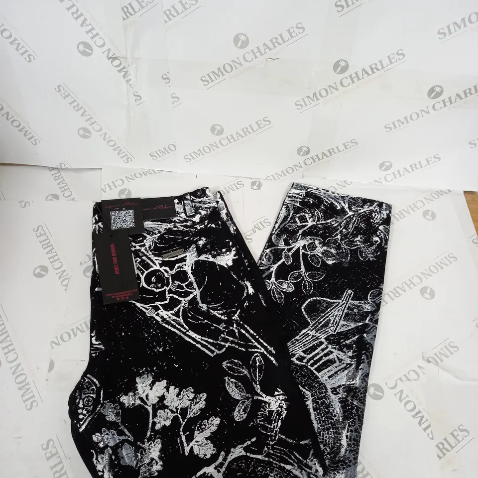 LIQUOR AND POKER CO-ORD STRAIGHT LEG JEANS IN RENAISSANCE PRINT SIZE W34
