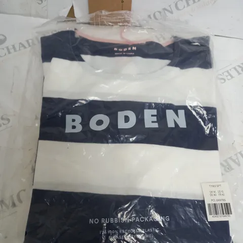 BODEN BLUE/WHITE T SHIRT SIZE 14