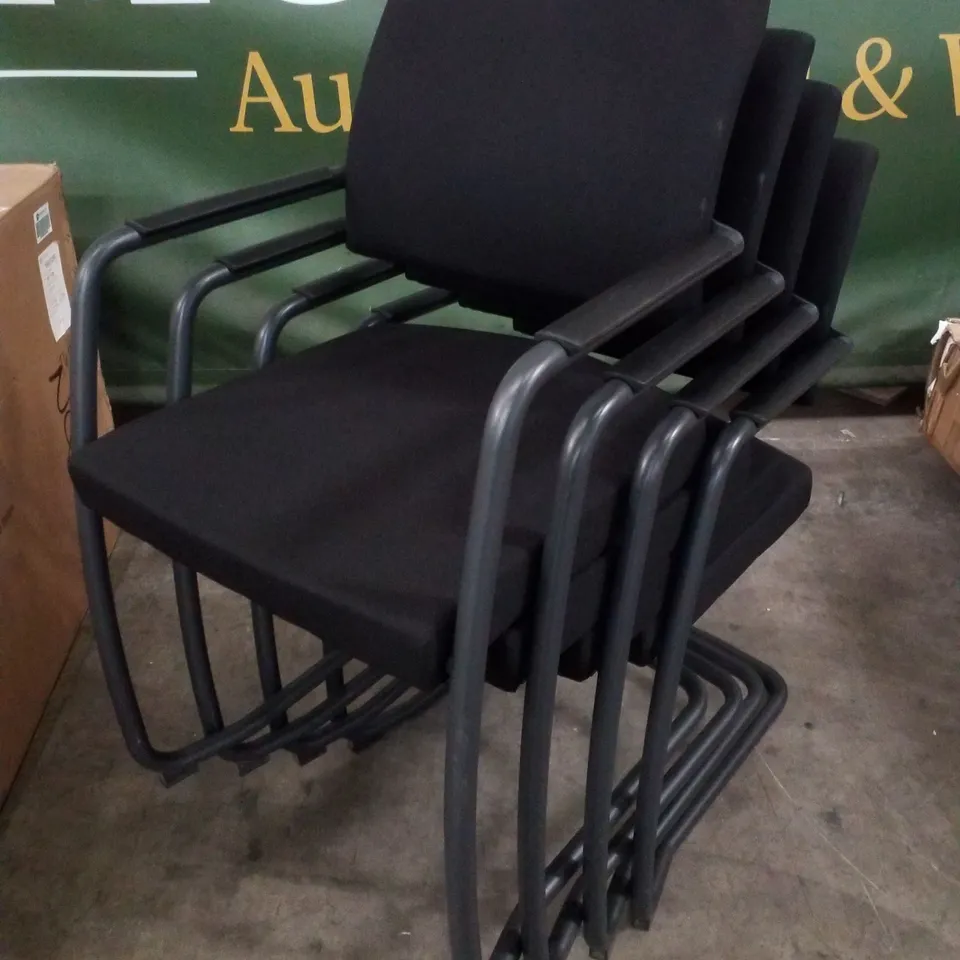 SET OF 4 BLACK FABRIC CHAIRS
