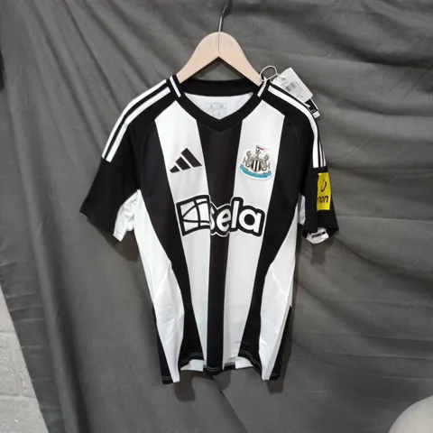 NEWCASTLE UNITED FC ADIDAS HOME SHIRT – BLACK & WHITE STRIPES, SIZE S (SLIM FIT)