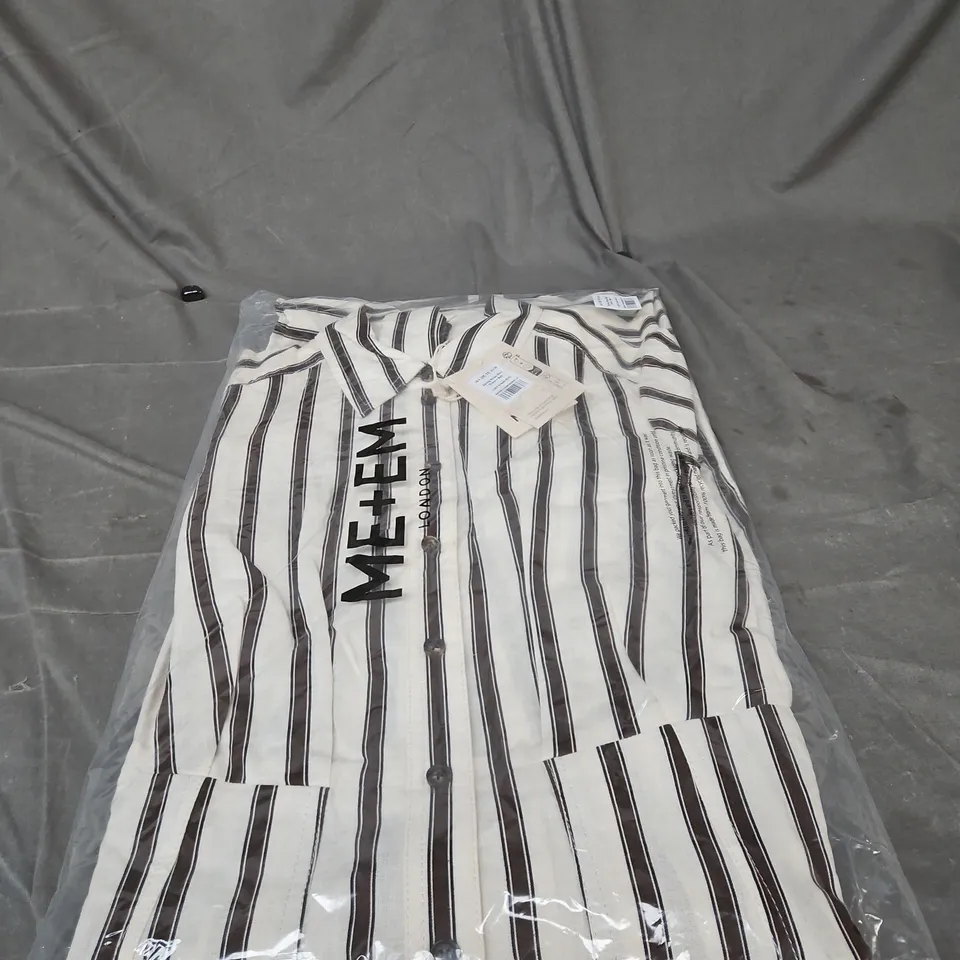 ME & EM LONDON SPRING STRIPE MAXI DRESS + BELT – UK 10, LIGHT CREAM MULTI