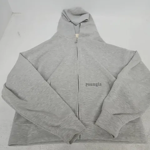 YOUNGLA ZIP HOODIE IN GREY - SMALL