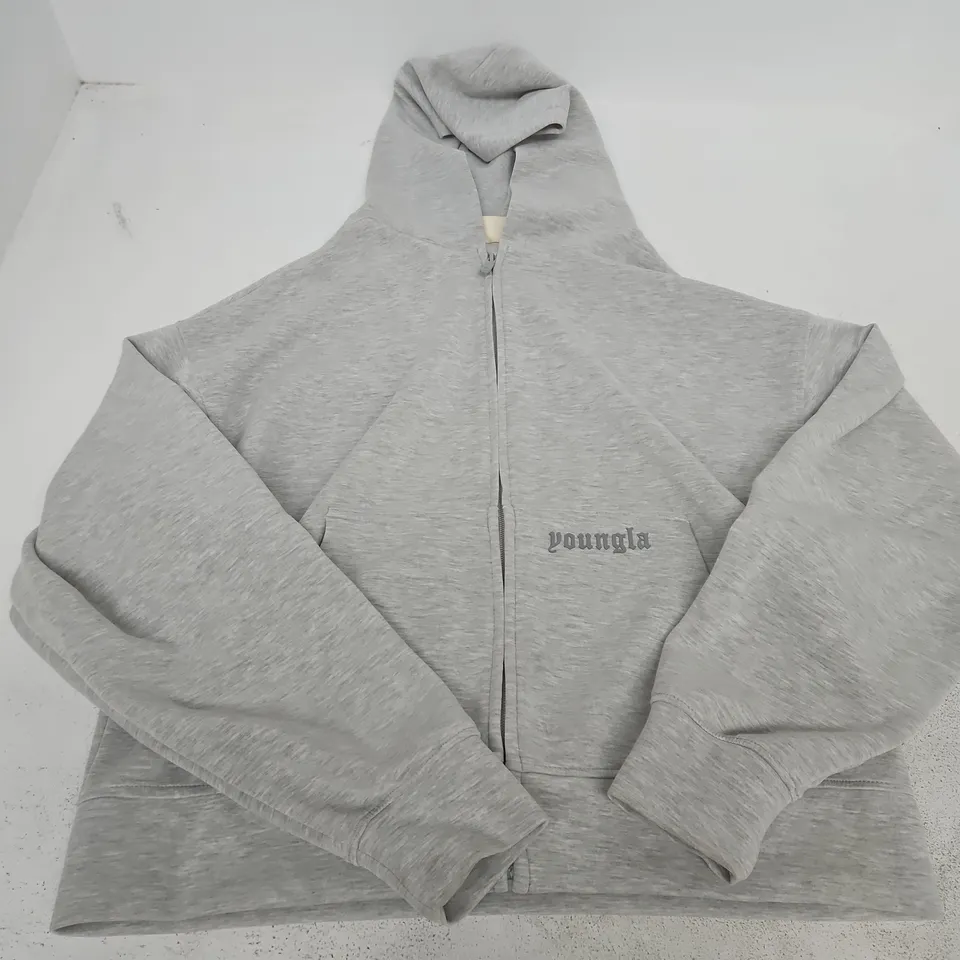 YOUNGLA ZIP HOODIE IN GREY - SMALL