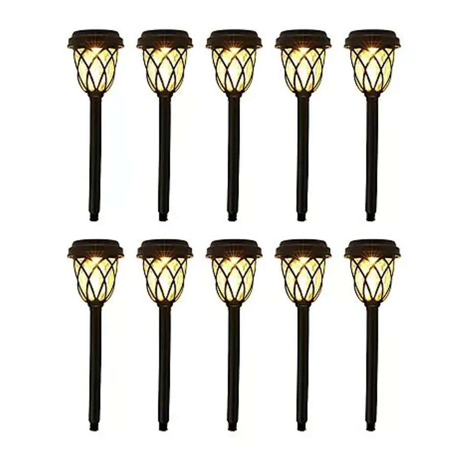 GARDEN REFLECTIONS SET OF 10 DUAL FUNCTION SUNBEAM SOLAR GLASS STAKE LIGHTS