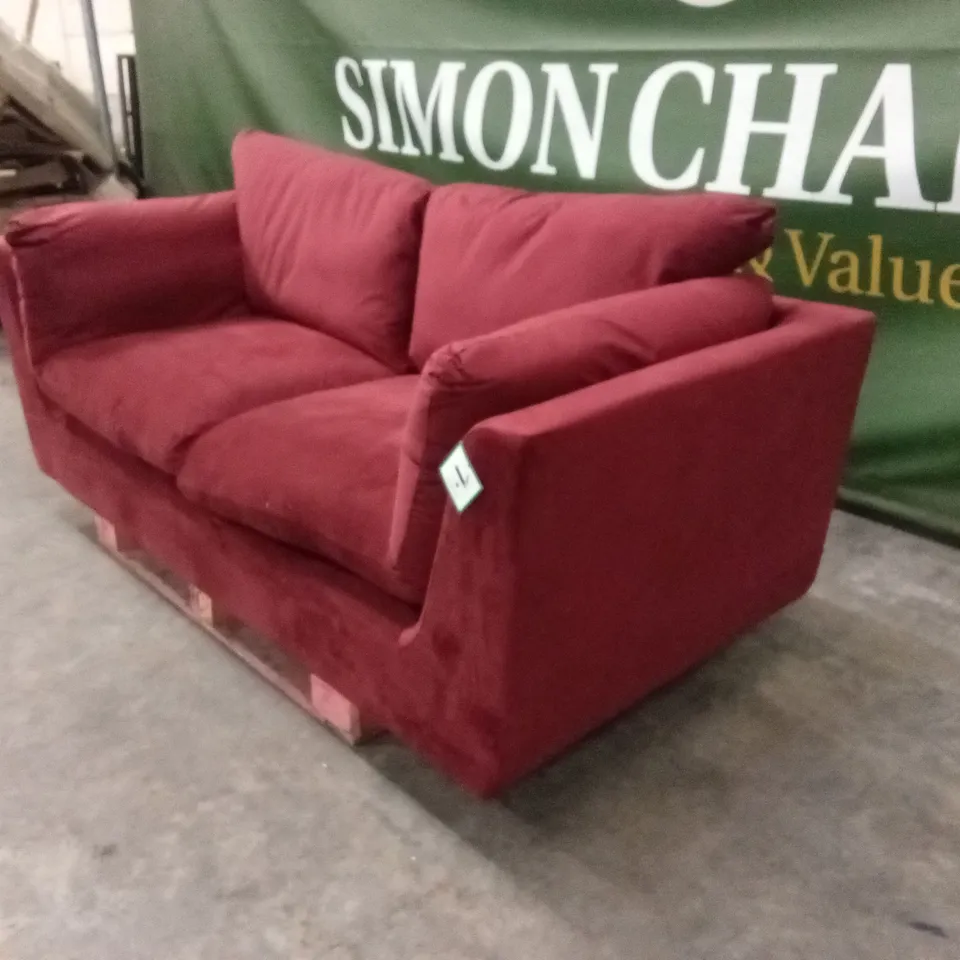 QUALITY DESIGNER SOLACE+CO ORSON SOFA - BURGUNDY VELVET