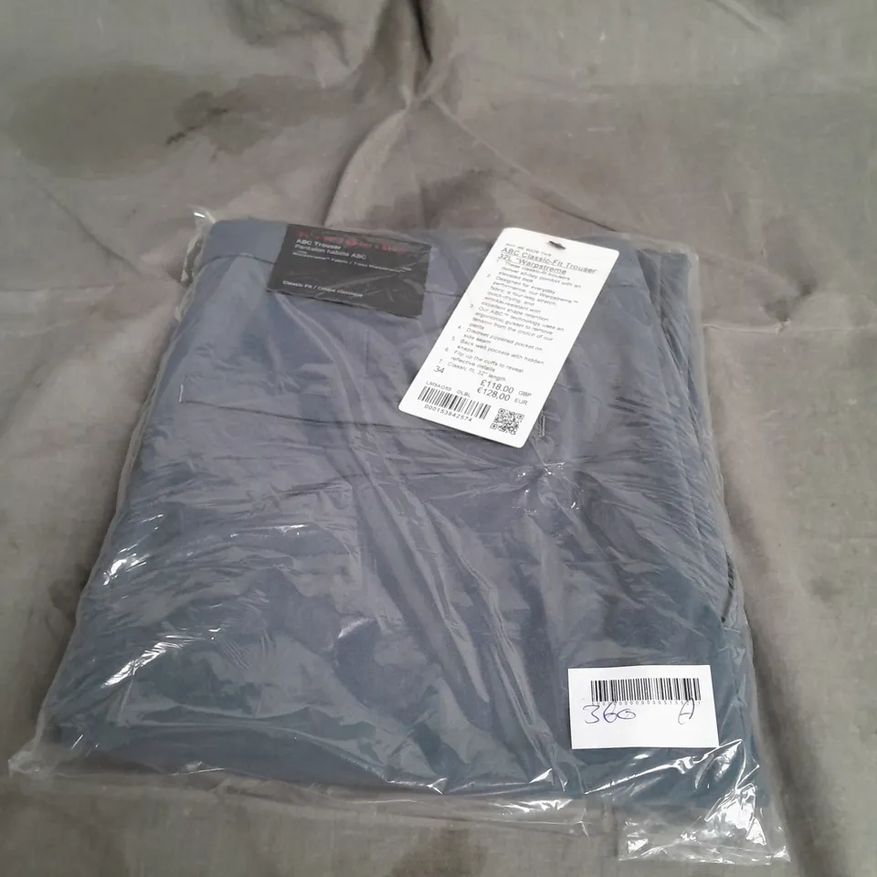 BAGGED LULULEMON ABC CLASSIC FIT WARPSTREME TROUSER IN OIL GREY SIZE W34 L32
