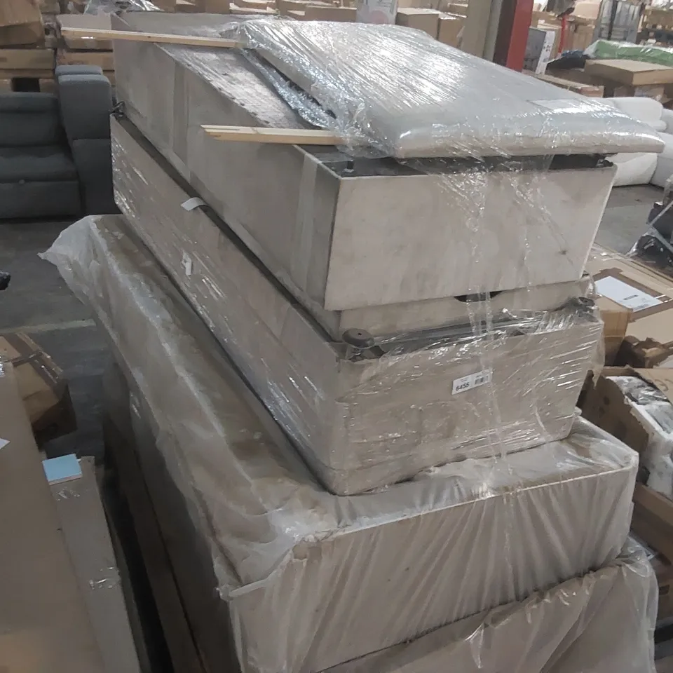 PALLET OF ASSORTED DIVAN BASE PARTS AND 1x HEADBOARD