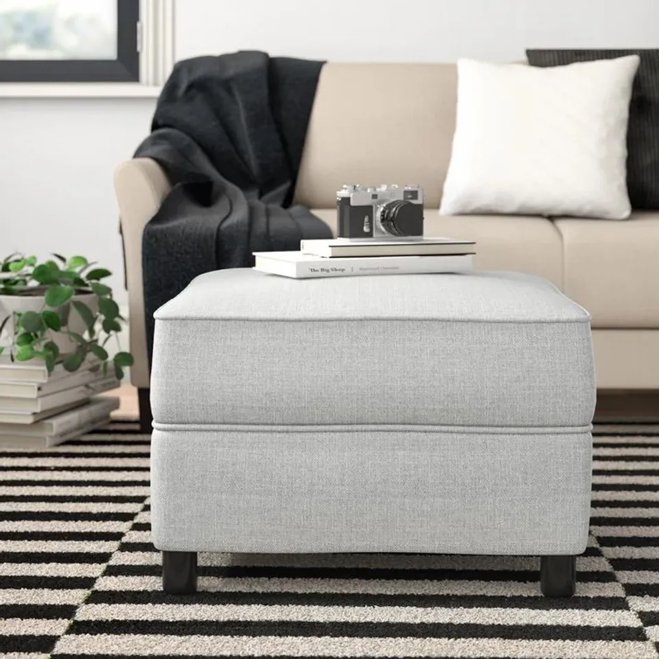BOXED KEYDANCE 63CM WIDE RECTANGULAR FOOTSTOOL OTTOMAN 