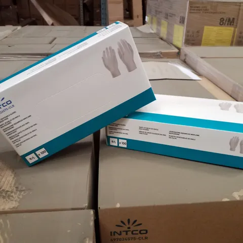 PALLET OF APPROXIMATELY 56 INTCO VINYL DISPOSABLE GLOVES 100PK BOXES - LARGE