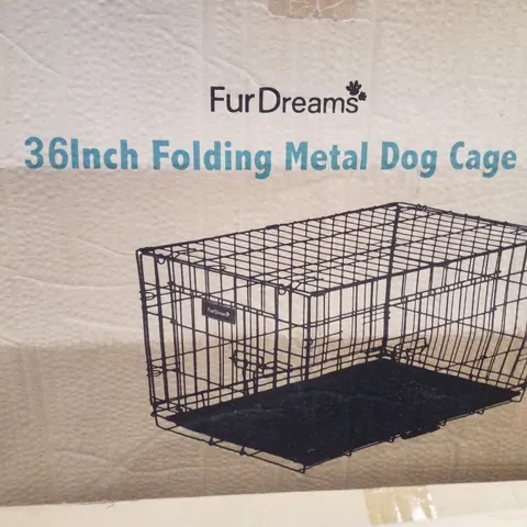 BOXED FURDREAMS 36" FOLDING METAL DOG CAGE
