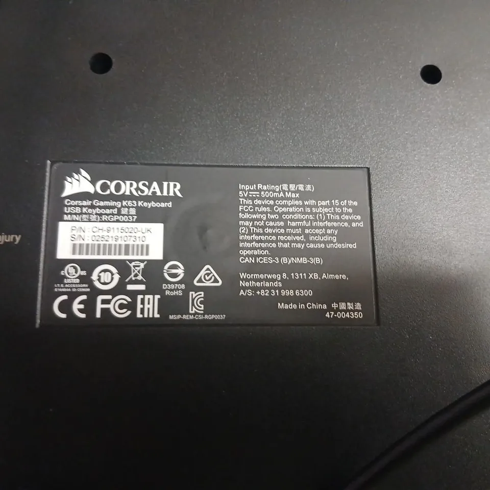 CORSAIR GAMING K63 KEYBOARD USB – BLACK WITH RED BACKLIGHTING