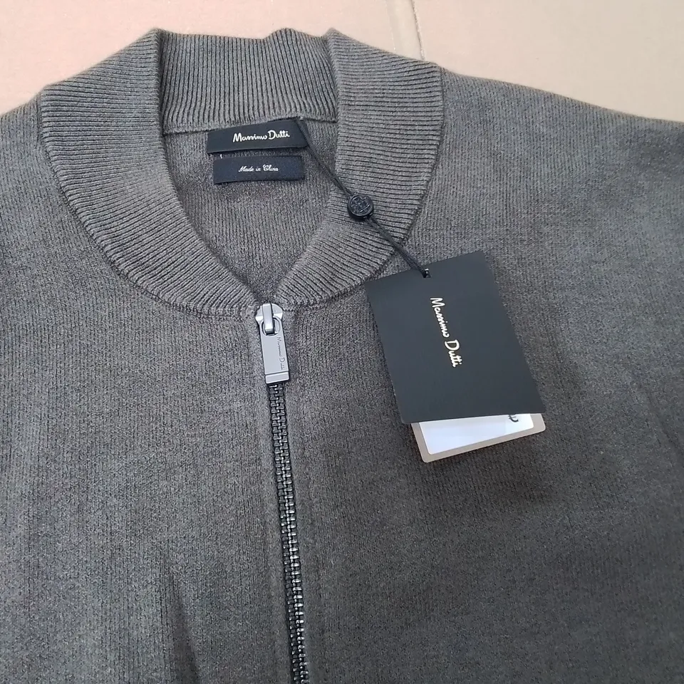 MASSIMO DUTTI ZIP THROUGH JACKET IN BROWN - S