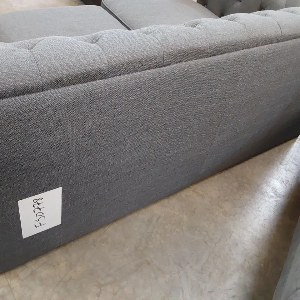 DESIGNER TWO SEATER CHESTERFIELD SOFA GREY FABRIC 