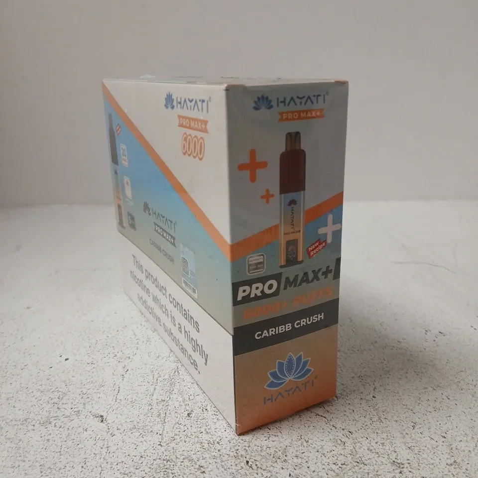 HAYATI PRO MAX+ VAPING DEVICE – 6000+ PUFFS, CARIBBEAN CRUSH - 5 PACK