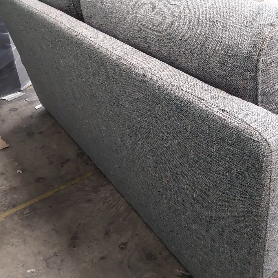 QUALITY BRITISH DESIGNER G PLAN  HANNINGTON THREE SEATER SOFA DAPPLE KINGFISHER FABRIC 