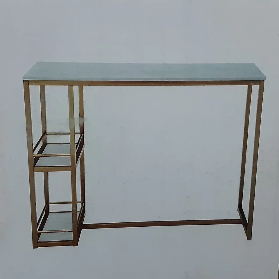 BOXED KENDAL BAR TABLE IN MARBLE EFFECT - H94.5 X W124.5 X D55CM