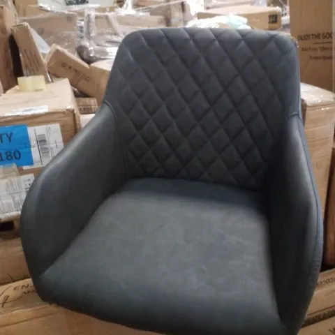 BOXED CLIPOP DINING CHAIRS SET OF 2 FAUX LEATHER UPHOLSTERED KITCHEN CHAIRS WITH BACKREST AND ARMREST DARK GREY (1 BOX)