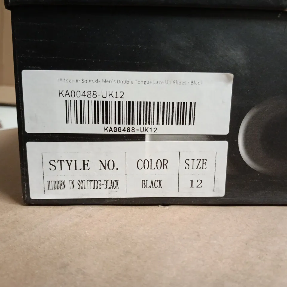 KOI HIDDEN IN SOLITUDE BLACK LEATHER PLATFORM SHOES, UK 12