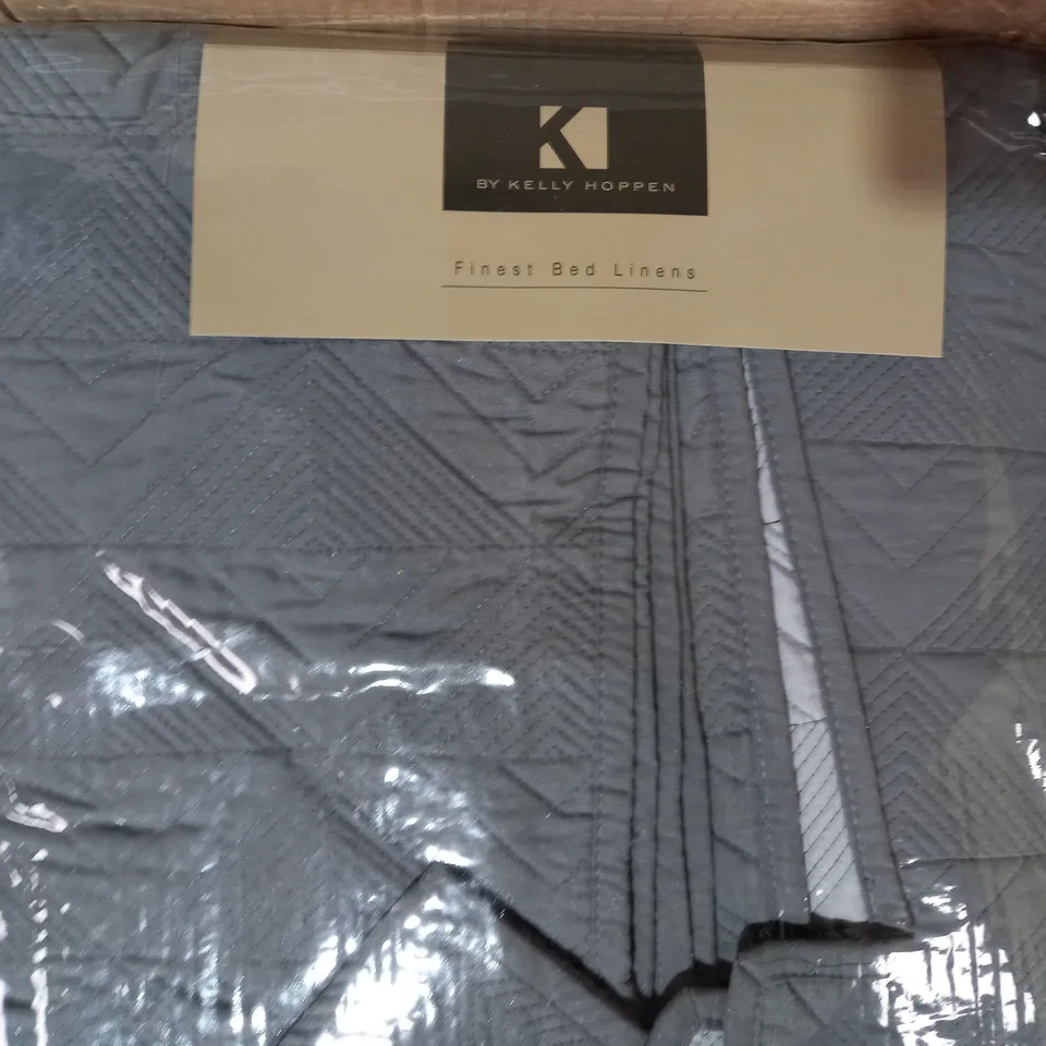 K BY KELLY HOPPEN REVERSIBLE BEDSPREAD AND SHAMS - CHARCOAL
