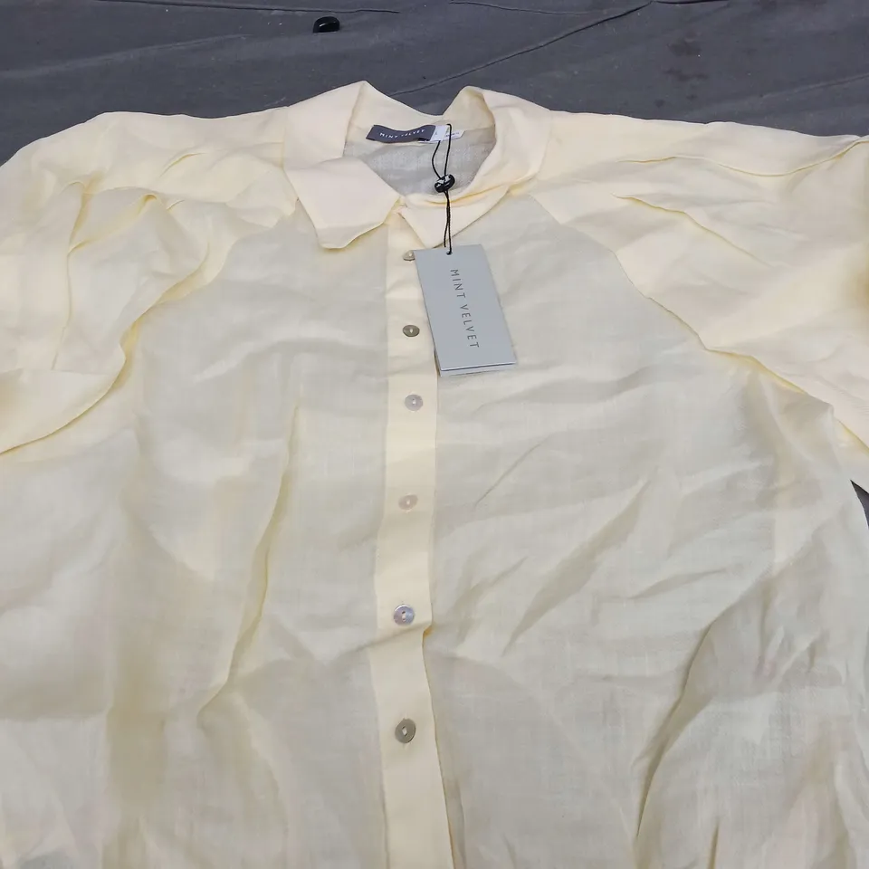 MINT VELVET YELLOW PUFF SLEEVE TOP - SIZE LARGE