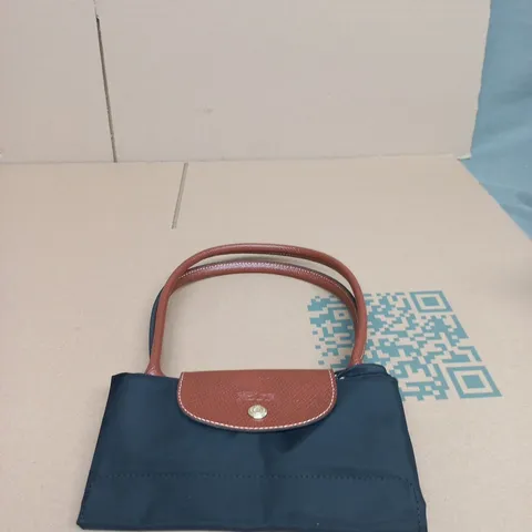COACH LONGCHAMP  BLACK  NYLON HANDBAG WITH BROWN LEATHER TRIM – WOMEN