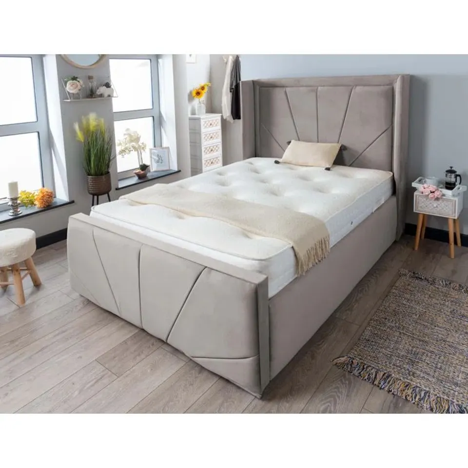 BOXED AMANY UPHOLSTERED OTTOMAN STORAGE BED (3 BOXES)