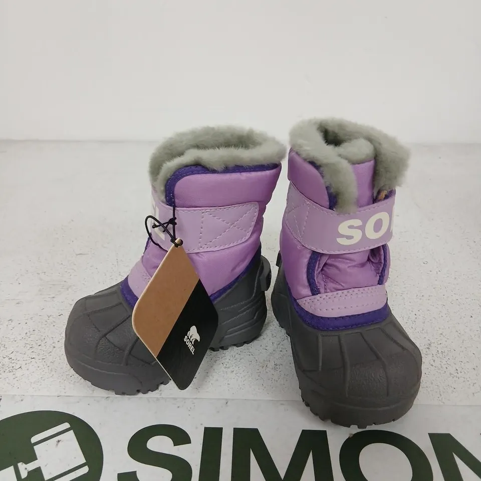 SOREL SNOW COMMAND TODDLER BOOTS – PURPLE/LILAC WITH FUR LINING