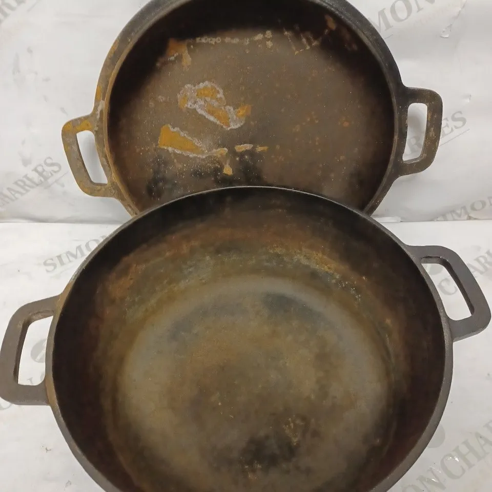 OVERMONT 2 IN 1 CAST IRON DUTCH OVEN