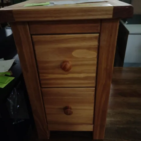 POMPEY 2 DRAWER BEDSIDE TABLE WAXED