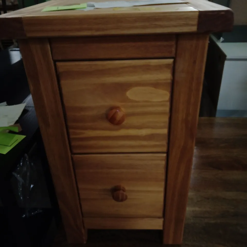 POMPEY 2 DRAWER BEDSIDE TABLE WAXED